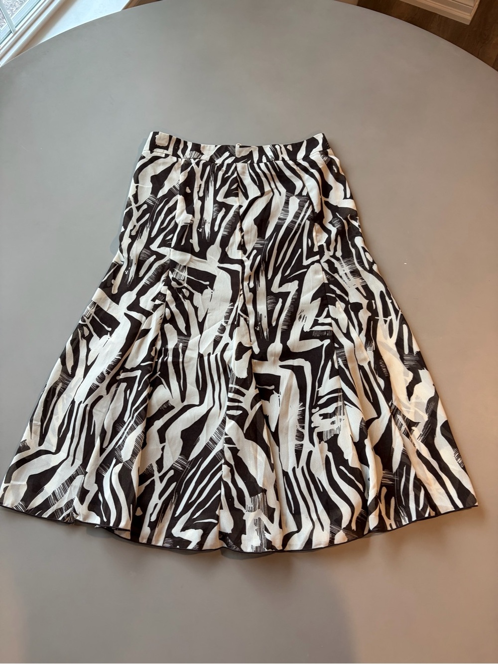 H&M Black and White Zebra-Print A-Line Skirt